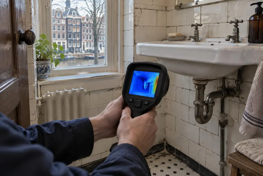 Lekdetectie Swifterbant – badkamer met oude leidingen achter de tegels