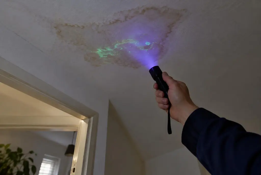 Lekdetectie Swifterbant – kleurstof controleren op het plafond met uv-licht