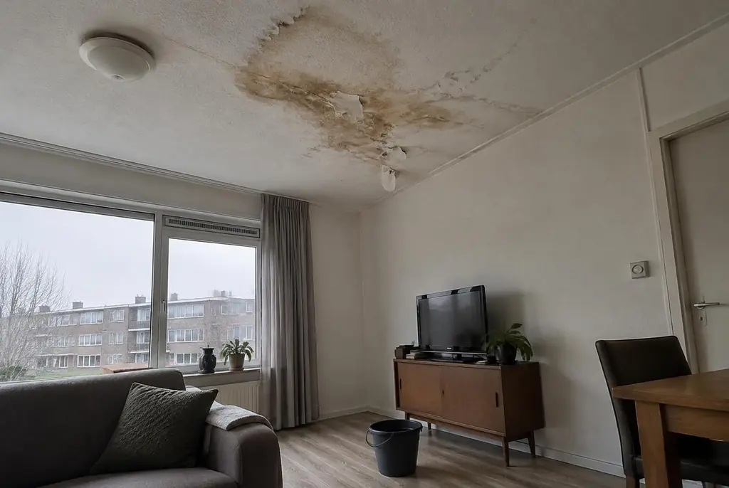 Lekdetectie Swifterbant – vochtplek op het plafond onder een badkamer